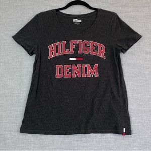 Tommy Hilfiger Denim Tee T-Shirt Mens Medium Gray 100% Cotton Chest Spellout